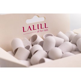 LALILL Sanding Caps LUX 13 mm 150 Grit Pack of 100 Caps for the Milling Machine - White Sanding Sleeves for Nail Modelling - Manicure Pedicure Podiatry - Sanding Belt for Foot Care