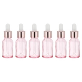 PATIKIL 15ml Glass Dropper Bottle, 6Pcs Leakproof Eye Dropper Essential Oils Sample Liquid Perfume Container for Storage Home Travel, Pink