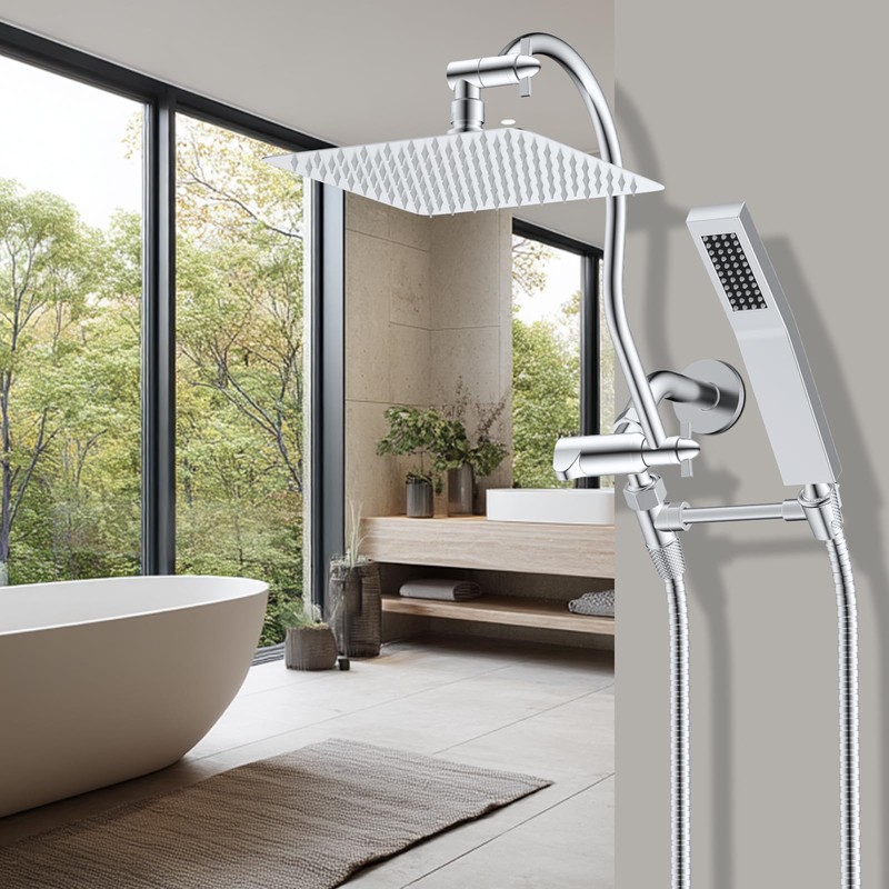 Hibbent All Metal 12 Inch Brass Adjustable Shower Head Extension