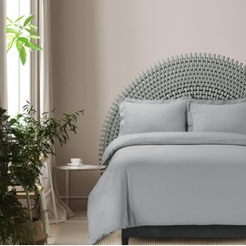 Azores Home Cotton Flannel Queen Duvet Cover Set, Oversized, Wrinkle Resistant, Soft Touch, Includes One Duvet Cover and Two Sham Pillowcases, 170GSM, Grey