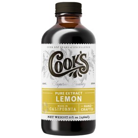 Cook's Pure Lemon Extract, Premium Quality, Cold Pressed Lemon, Sugar Free, Gluten Free, Allergen Free, 8 oz