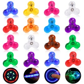 Gigilli Mini Fidget Spinner Pack of 16, LED Light Up Fidget Spinner for Children, Christmas Party Favours, Fidget Toy, Goodie Bag Stuffers, Glow in the Dark Party Supplies