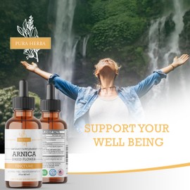 Pura Herba Arnica Liquid Extract – Alcohol-Free, Vegan, Supports Muscle Recovery & Joint Comfort, Fast-Absorbing Tincture, Made in USA – 2 Fl Oz