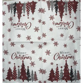TWO Paper BEVERAGE / COCKTAIL Decoupage Art Craft Napkins -Christmas trees