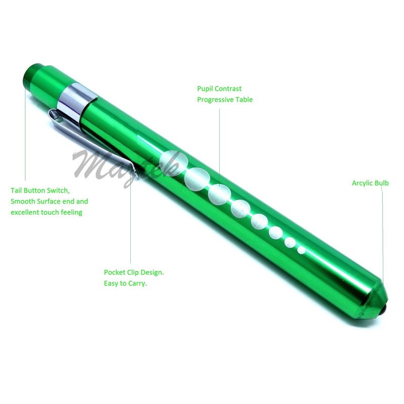 Penlight Reusable Medical Aluminum LED Pen Light with Pupil Gauge