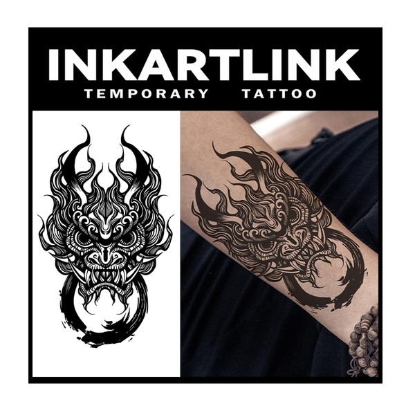 INKARTLINK Tattoo Tech,2 Sheets Extra-Large Semi Permanent Tattoo,Adult Art Design
