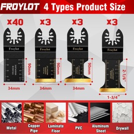 49pcs Titanium Oscillating Tool Blades High-Carbon Steel Multitool Blades, Universal oscillator Multi Tool Blades Kits for Metal Wood Cutting, Fit Dewalt Bosch Milwaukee Ryobi Rockwell Fein Makita