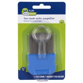 EZY DOSE Kids Lice Comb, Effective for Head Lice, Eggs and Nit Removal, Works with Any Lice Treatment, All Hair Types, Safe for Baby, Kids and Adults, Includes Magnifying Glass, Blue, BPA Free