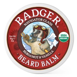 Badger Organic Beard Balm 2 Ounce Metal Tin with Jojoba Baobab and Beeswax