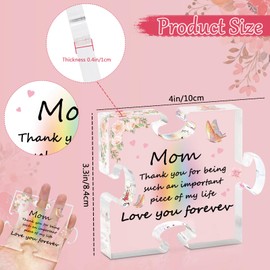 Gifts for Mom Birthday Gifts for Mom Puzzle Piece Gift, Christmas Mom Gift from Daughter Son, 4 x 3.3 Inch Acrylic Plaque Gift for Mom