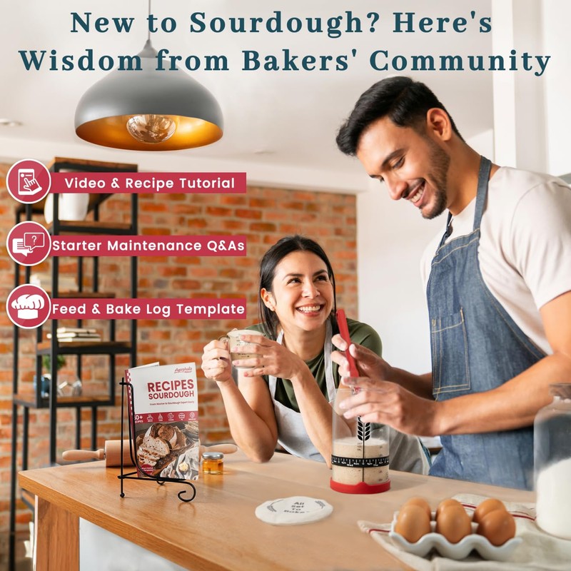 Sourdough Starter Kit - 38oz, with Cookbook, Measuring Cup, Spatula,