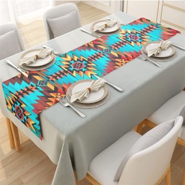 GLENLCWE Southwestern Native Indian American Aztec Navajo Print Table Runner,72Inch Long Table Cover Rectangle Table Runner for Men Women