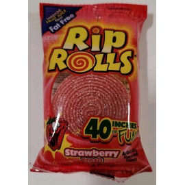 Unbranded Rip Rolls Strawberry 40 inch Sour Belt Candy 4 Count Free Shipping