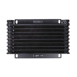 DERALE Fluid Cooler, 9000 Series, 9.75 x 6.25 x 1.25 in, Plate and Fin Type, 1/2 in NPT Female Inlet/Outlet, Aluminum, Black Anodized, Automatic Transmission, Kit