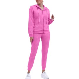 Bealin Women's Jogging Suits Two Piece Outfits Sweatsuit Long Sleeve Zip Tops and Sweatpants Workout Tracksuit Sets Pink 3XL