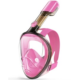 Greatever Full Face Snorkel Mask, Snorkeling Gear for Adults with Latest Dry Top Breathing System and Detachable Camera Mount, Foldable Snorkel Mask Adult, Snorkels Anti-Fog & Anti-Leak(Pink, S/M)
