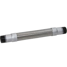 Flexible Metal Hose (High Temperature) for Air Compressors or Vacuum Pumps, 304 Stainless Steel, Carbon Steel Male NPT Fittings with Corrosion Resistant Coating (12" Length, 1" NPT)