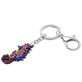 BAMAY Acrylic Hippocampus Seahorse Keyring Ocean Key Ring for Women Girls Bag Wallet Charms Gifts, Purple 125