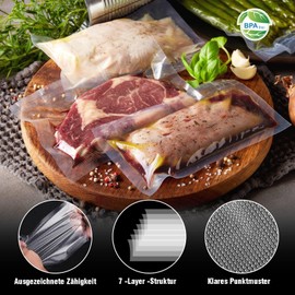 Fitge Vacuum Bags 170 µm 15 x 1500 cm / 2 Rolls for All Vacuum Sealer Vacuum Rolls for Food BPA-Free Vacuum Bags Strong & Tear-Resistant Vacuum Film Professional Foil Rolls Sous Vide Freezer Bags