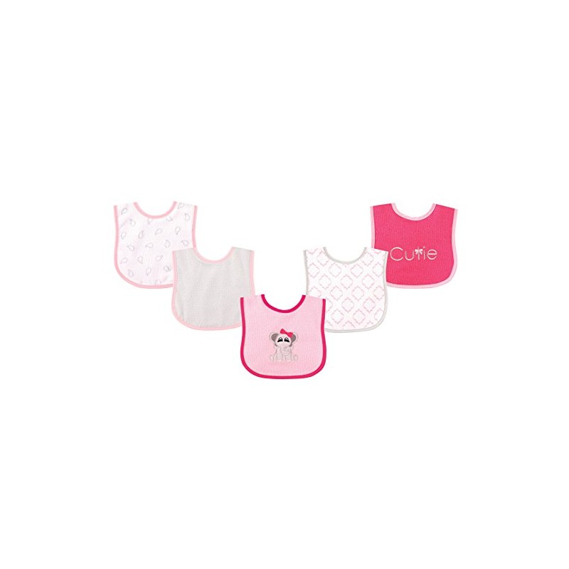 Luvable Friends 5 Piece Drooler Bib with Waterproof Backing, Elephant