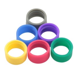 ZCZQC - Anillo de 6 unidades de mano para walkie talkie colorido, color azul, verde, naranja, morado, amarillo, rojo, anillo de agrupación de teléfonos con logotipo, color de goma, anillo de radio