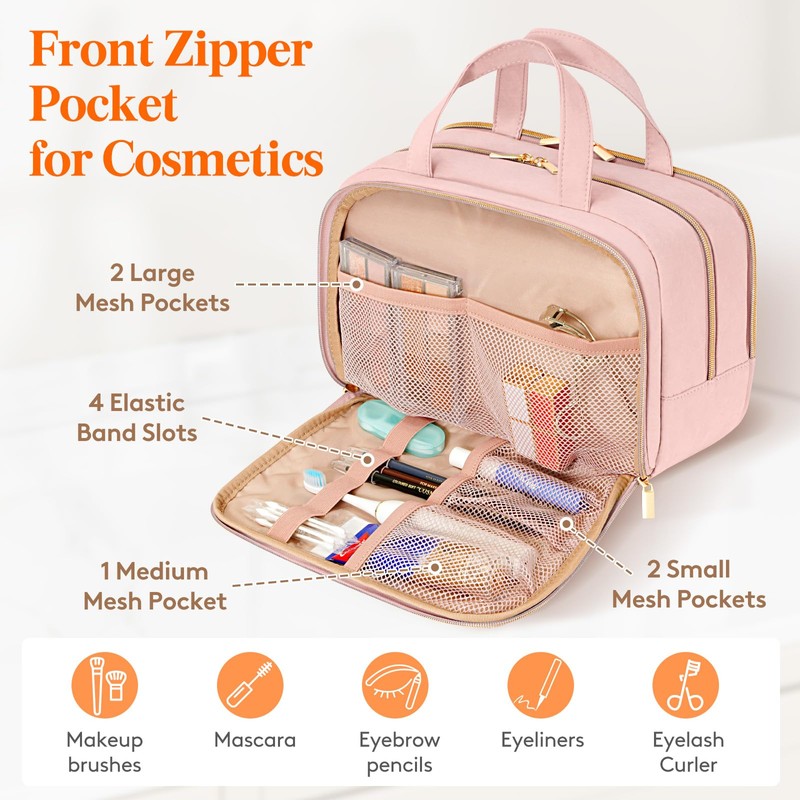 Lifewit Travel Toiletry Bag with Handle, Large Wide-Open Makeup Cosmetic