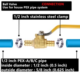 (20 Pack) Lidertik 1/2 inch PEX-B Crimp Ball Valve Shut Off Valve 1/4 Turn Yellow Hanndle LI-QF0-1807-0.5(20 PCS)
