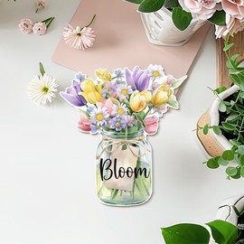 MOTERMATE Spring Floral Bloom Sign for Home Decor, Spring Tulip Wildflower Nursery Front Porch Door Decor Decorations for the Home Office, Spring Floral Baby in Bloom Room Wall Hanging Decor,12x12Inch