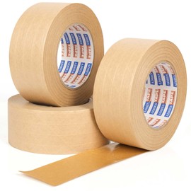 ADHES Water Activated Tape 2" x 55yds, 3 Rolls, Reinforced Kraft Gummed Paper Tape, Eco-Friendly, Strong Adhesive Shipping Tape for Packing, Shipping, Moving