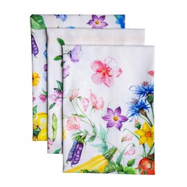 Maison d' Hermine Giverny 100% Cotton Set of 3 Multi-Purpose Kitchen Towels, Soft, Absorbent Tea Towels, Bar Towels, Spring/Summer (50 cm x 70 cm)