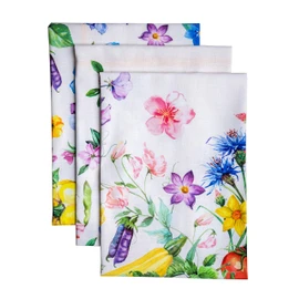 Maison d' Hermine Giverny 100% Cotton Set of 3 Multi-Purpose Kitchen Towels, Soft, Absorbent Tea Towels, Bar Towels, Spring/Summer (50 cm x 70 cm)