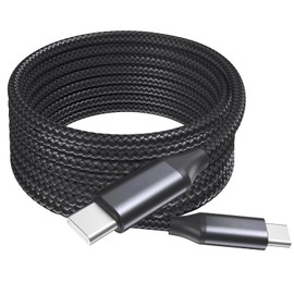 BoxWave Cable Compatible with Huepar S04CG Laser Level - DirectSync PD Cable (10ft) - USB-C to USB-C (100W), Long Type C Braided Nylon Alloy Fast Charge - Jet Black