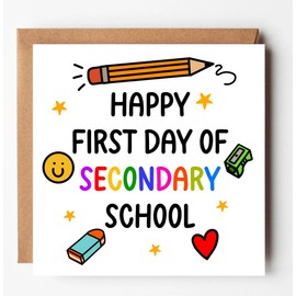 First Day at Secondary School Card, Good Luck card,Back to school card, Big School card, for son, daughter, grandchildren
