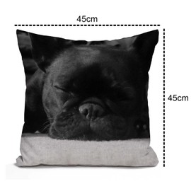 Tomda French Bulldog Cotton Linen Cushion Cover Home Decorative Throw Pillow Case for Sofa Couch Bedding 45x45cm 18x18 Inch