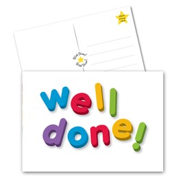 Well Done postcards (50 x cards) 4x6 Inches | A6 | 149 x 105mm for Kids and Adults. Positive School Teacher Thanks You, Kindness Cards, Employee Appreciation Affirmation card.