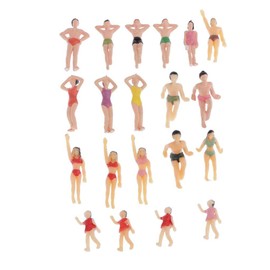 20-Pack 1.4 inch Miniature Beach Swimsuits People Figures Model Train Diorama Scenics Building Kit, 1:50 Scale
