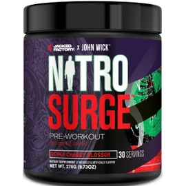 Jacked Factory X John Wick - Nitrosurge Wick Pre Workout Supplement - Intense Energy, Battle-Ready Focus, Unstoppable Commitment, and Sheer Will - 30 Servings, Osaka Cherry Blossom