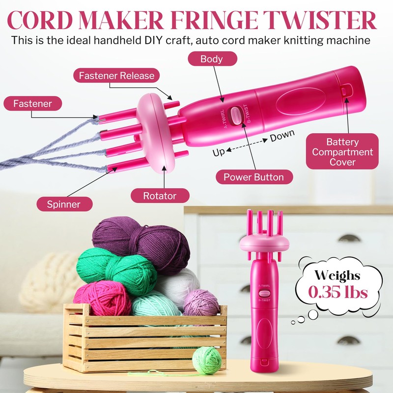 Enhon Cord Maker Portable Fringe Twister, Handheld Cord Maker for