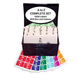 File Folder Alphabet Labels, Doctor Stuff, A-to-Z Complete Set with File Box and Indexes, 100 Stickers of Each Letter, 2600 Labels, Compatible with Smead Alpha-Z ACCS Series, Medical Chart Labels