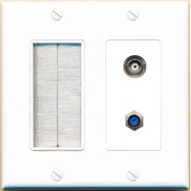 RiteAV BNC F81 with Brush Wall Plate [White]