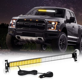 FICOLPO Traffic Advisor Light Bar, 22.7-inch 80 Led Interior Windshield Flashing Warning Emergency Strobe Light Kit for Truck, Construction Vehicle, Firefighter Car, Tow Truck, Snow Plow (Amber/White)