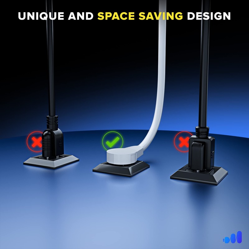 Maximm 360° Rotating Flat Plug Extension Cord 10 ft White,