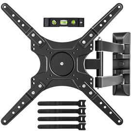 Full Motion TV Wall Mount for Most 26-55 Inch TVs, Articulating Swivel and Tilt TV Bracket with Extension Arm, Fits LED LCD OLED Flat/Curved Screens, VESA 400x400, Max Load 66 lbs
