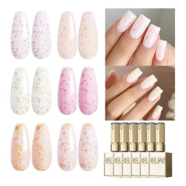 Set De 6 Esmaltes De Uñas Con Glitter Crema Xeijayi Xk200-92 Multicolor
