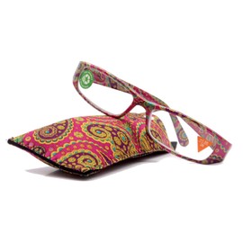 Florence, Premium Reading Glasses, High End Readers +1.25 to +3.00 Magnifying. Paisley Pink, Optical, Rectangular Style. NY Fifth Avenue