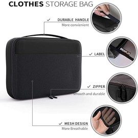 Packing Cubes Organizer Bags For Travel Accessories Packing Cube Compression 6 Set For Luggage Suitcase (Black Red)