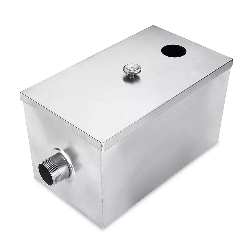 dtangor Commercial Grease Trap 8LB Stainless Steel Interceptor Restaurant Kitchen
