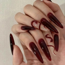 COSMOO Cherry Red Quick Dry Nail Polish, Wine Red Fingernail Air Dry Nail Lacquer for Nail Art Varnish
