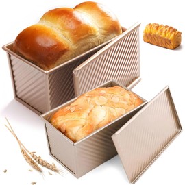 DUBUOZA Non-Stick Bread Toast Mould with Lid 2 Pieces Toast Baking Mould with Lid Baking Mould Toast Bread with Lid Bread Baking Mould with Lid Suitable for Baking Bread, Pastries and Cakes