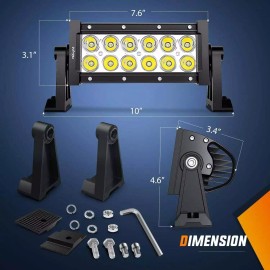 Nilight 7.5 Inch 36W Double Row Spot Led Light Bars (Pair)